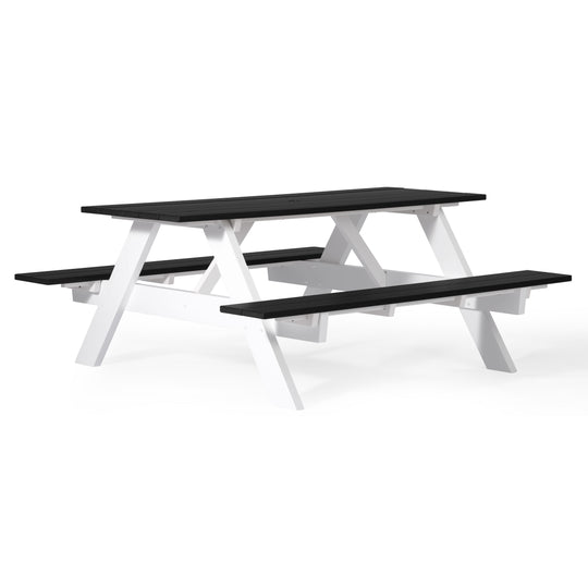 Greenville Outdoor 70" HDPE Plastic Picnic Table Bench With Umbrella Hole