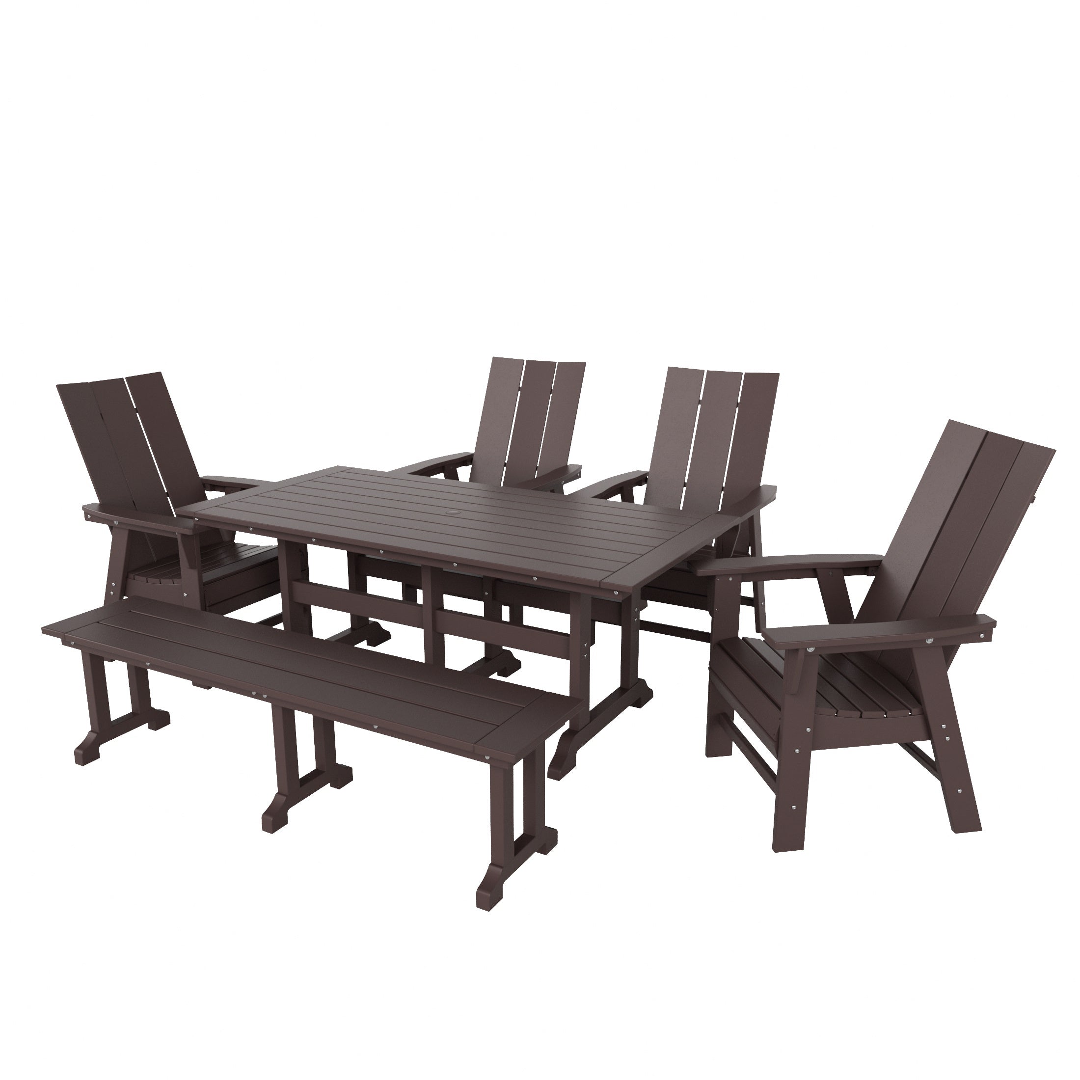 Ashore 6 Piece Outdoor Patio Dining Table and Armchair Dining Bench Set