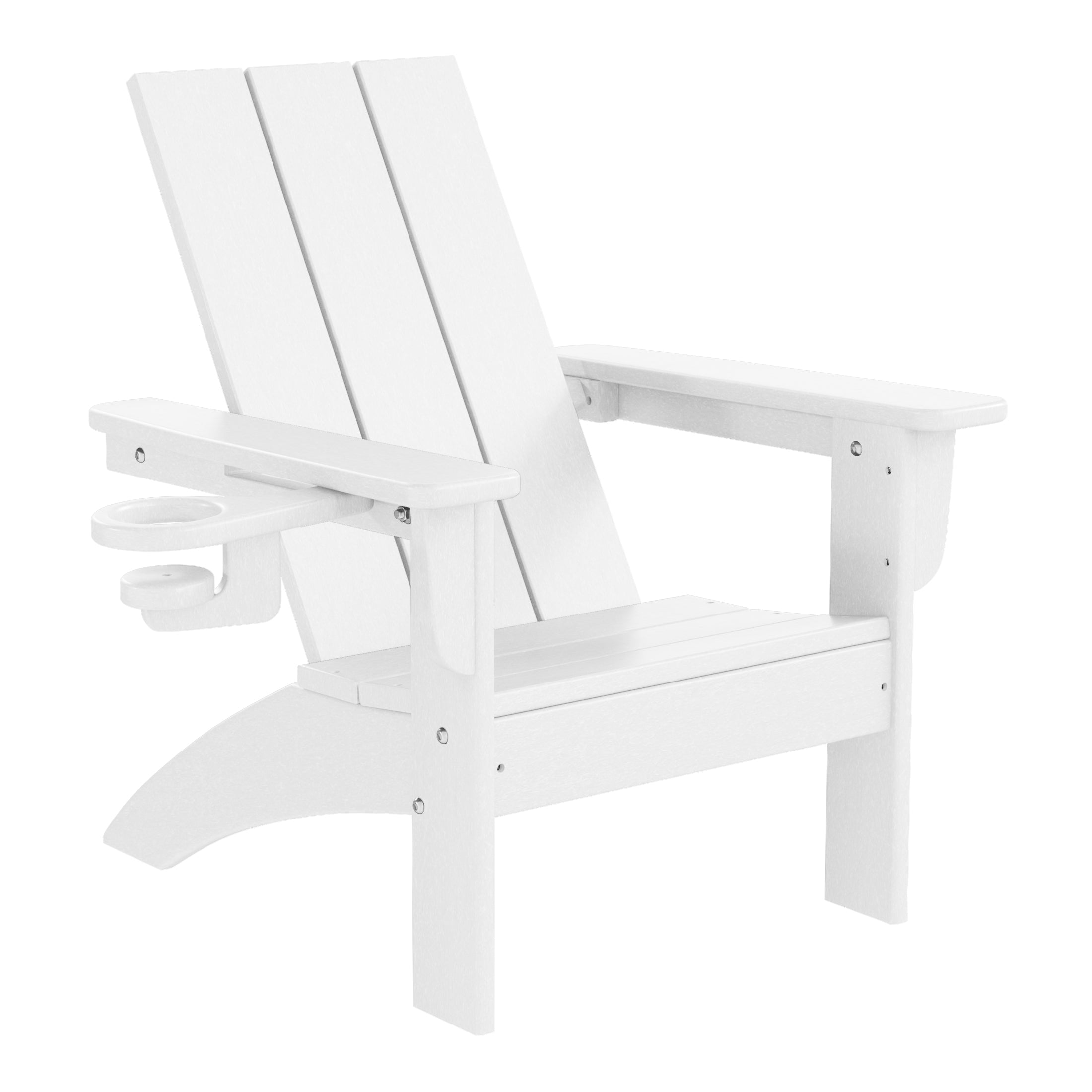 Ashore 3-Piece Kids HDPE Modern Adirondack Chairs Set with Square Side Table and Cup Holders
