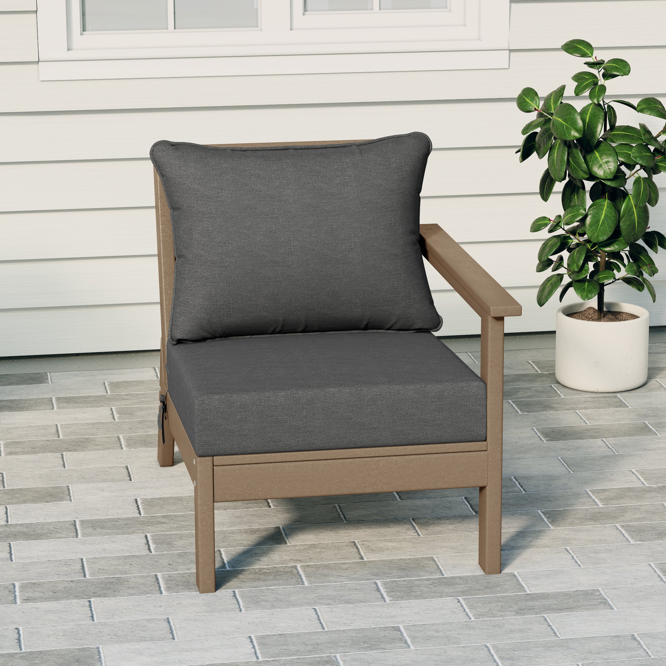 Avalon Outdoor Patio HDPE Right Arm Sectional Corner Club Chair with Patio Cushions