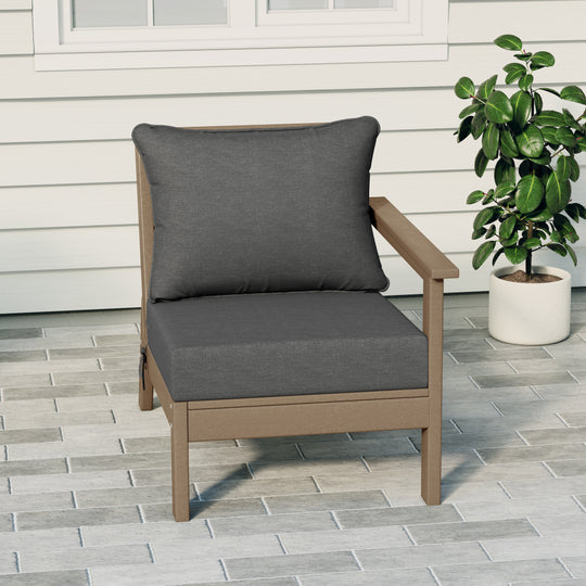 Avalon Outdoor Patio HDPE Right Arm Sectional Corner Club Chair with Patio Cushions