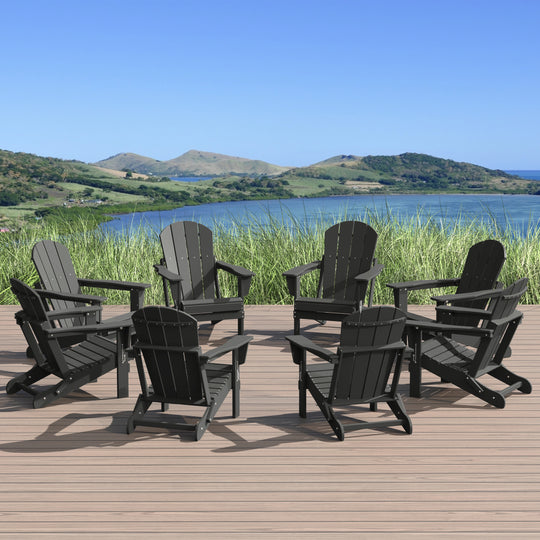Malibu Outdoor Folding Poly Adirondack Chair (Set of 8)