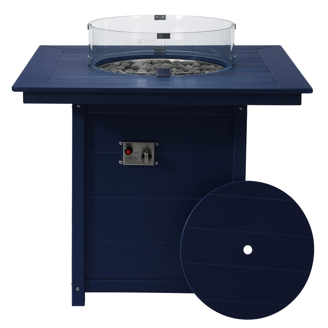 Helios 42" Modern Outdoor Patio Gas Propane Square Fire Pit Table