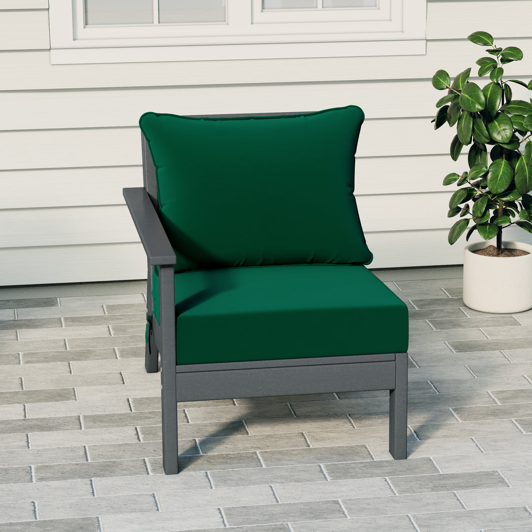 Avalon Outdoor Patio HDPE Left Arm Sectional Corner Club Chair with Patio Cushions