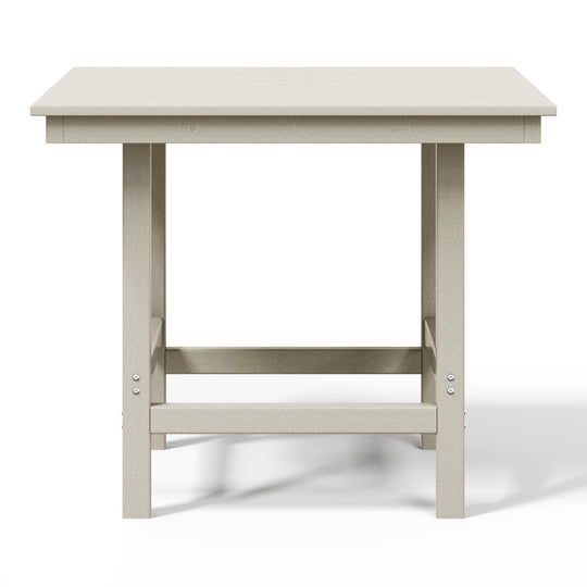Ashore Outdoor HDPE 36" Square Patio Dining Table with Umbrella Hole