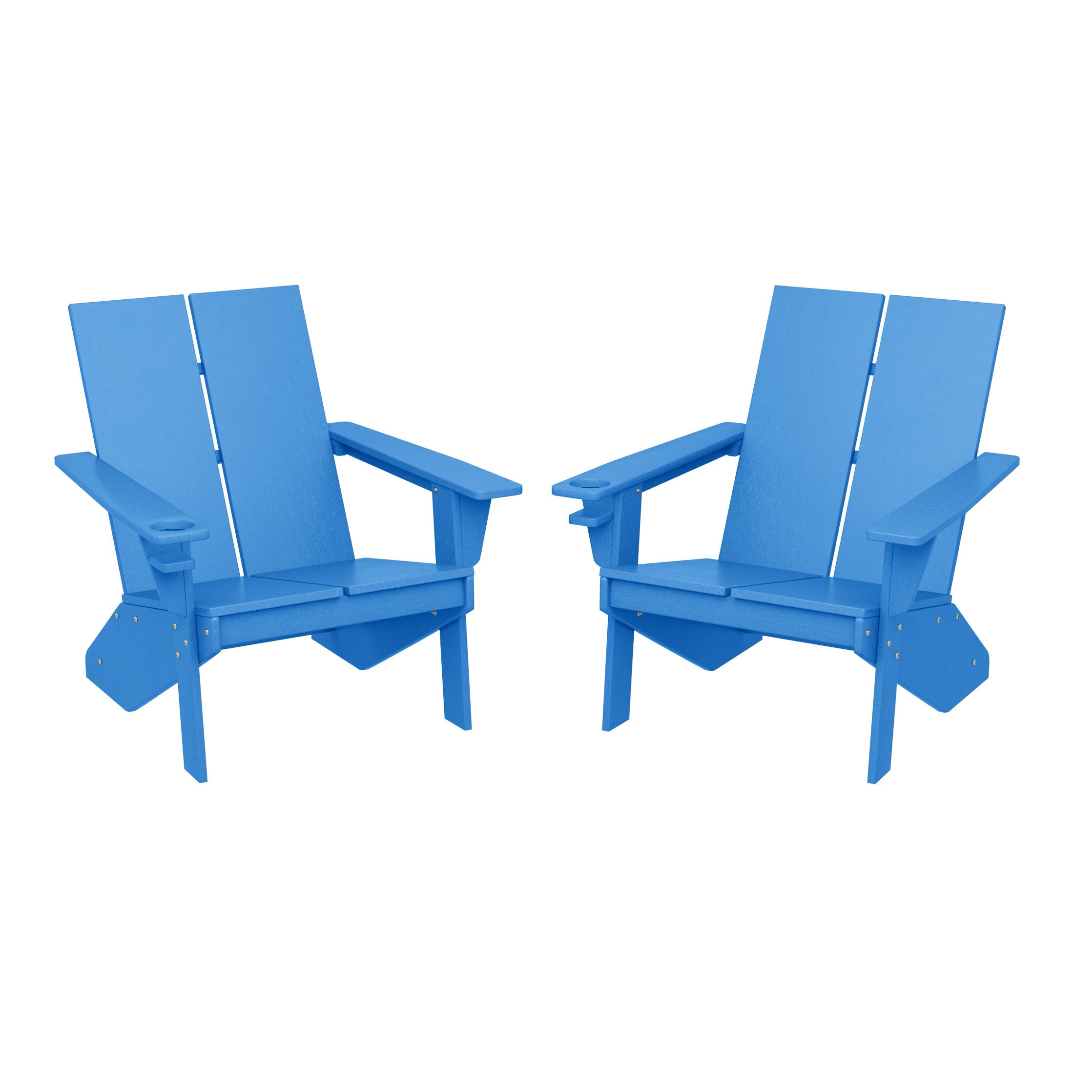 Riviera Outdoor HDPE Modern Adirondack Chair with Cup Holder (Set of 2)