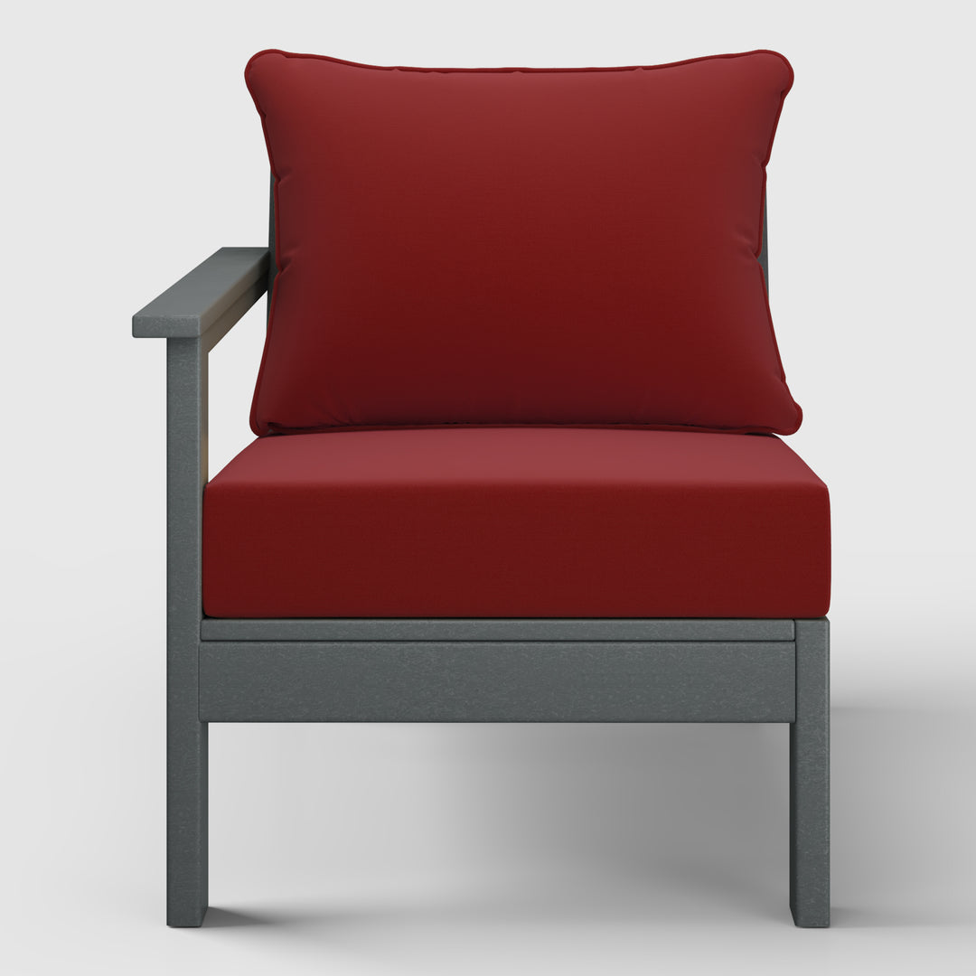Avalon Outdoor Patio HDPE Left Arm Sectional Corner Club Chair with Patio Cushions