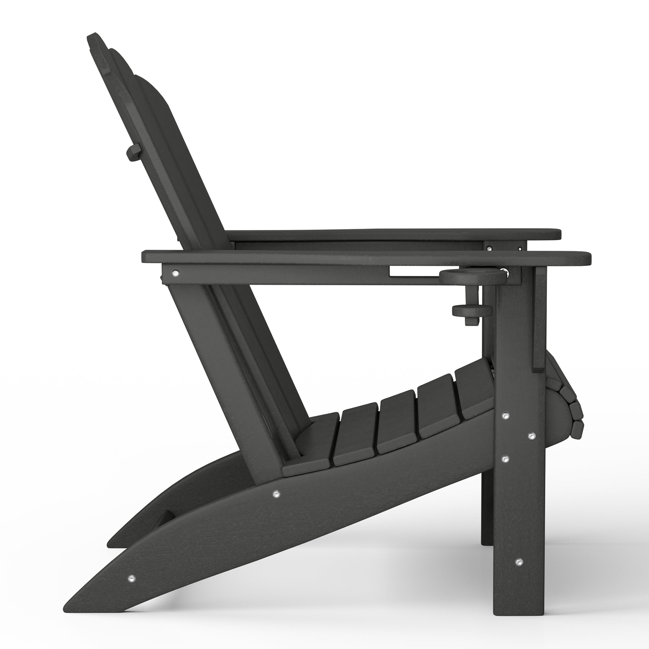 Highland 4-Piece Outdoor Patio HDPE Adirondack Chairs With Ottomans and Cup Holder Set