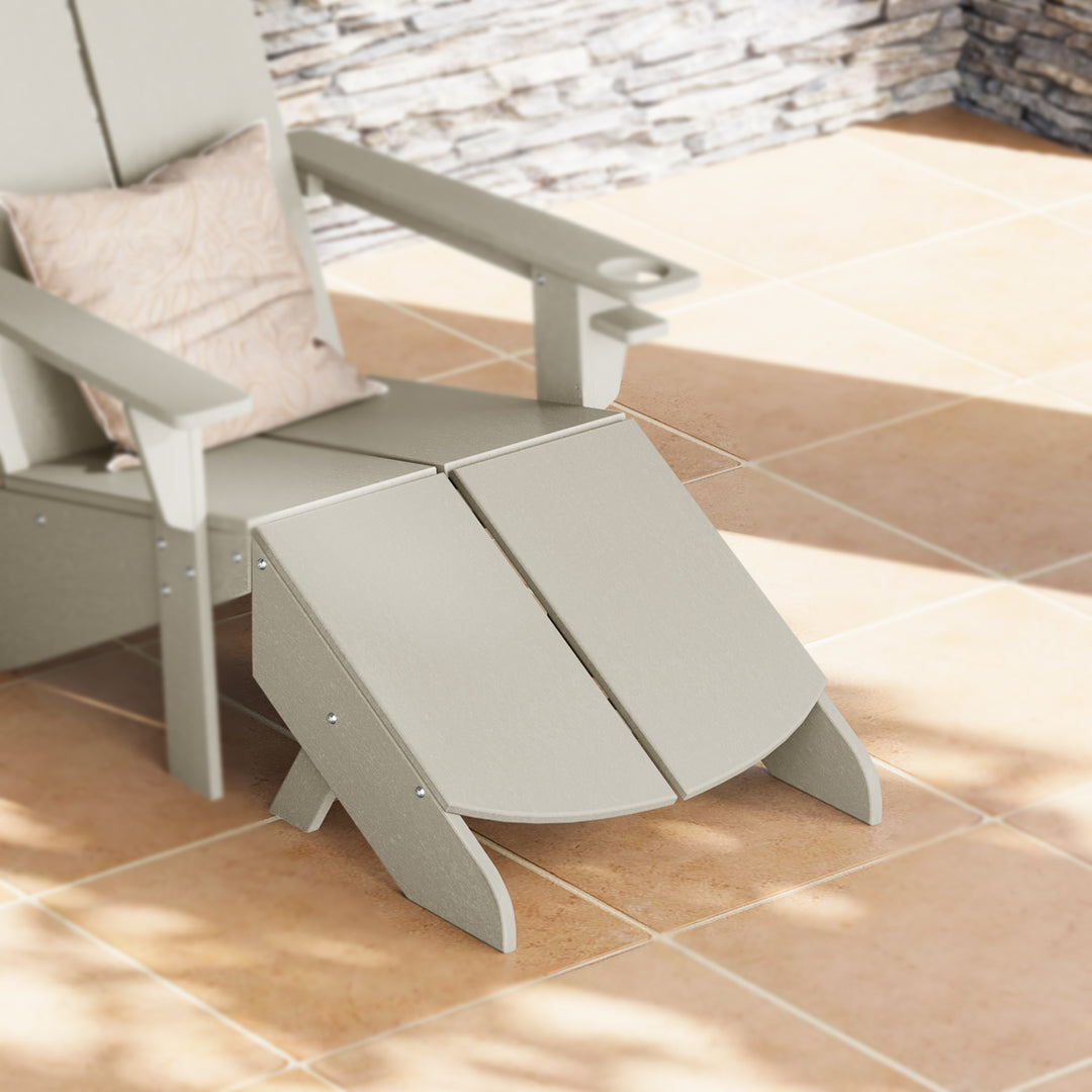 Riviera Modern HDPE Plastic Folding Patio Adirondack Ottoman