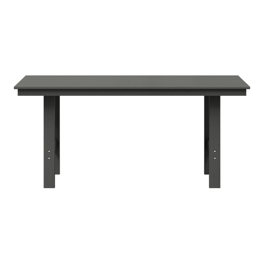 Ashore Outdoor Modern HDPE 66" Wide Rectangle Patio Dining Table for 6