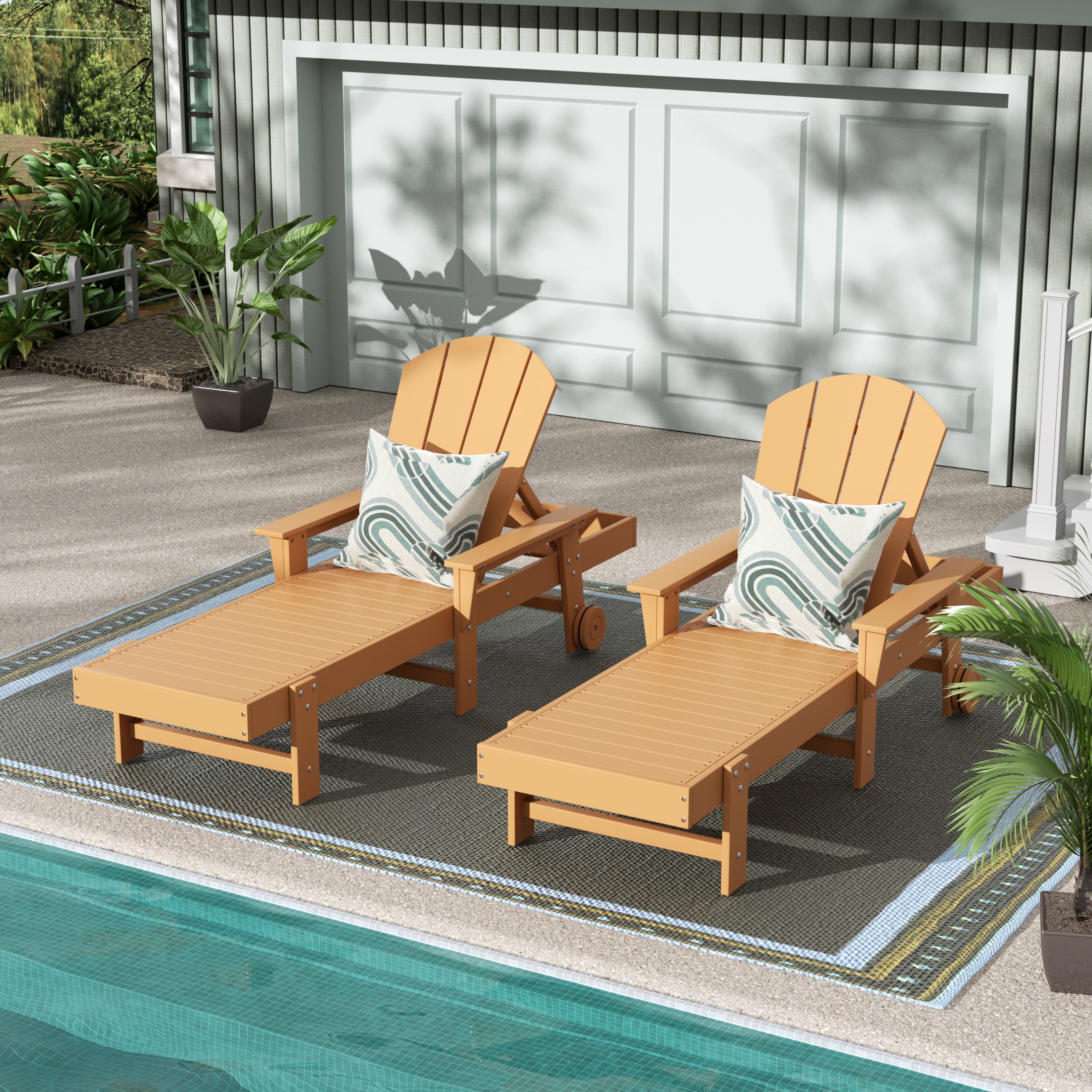 Malibu 2 Piece Reclining Chaise Lounge With Arms & Wheels