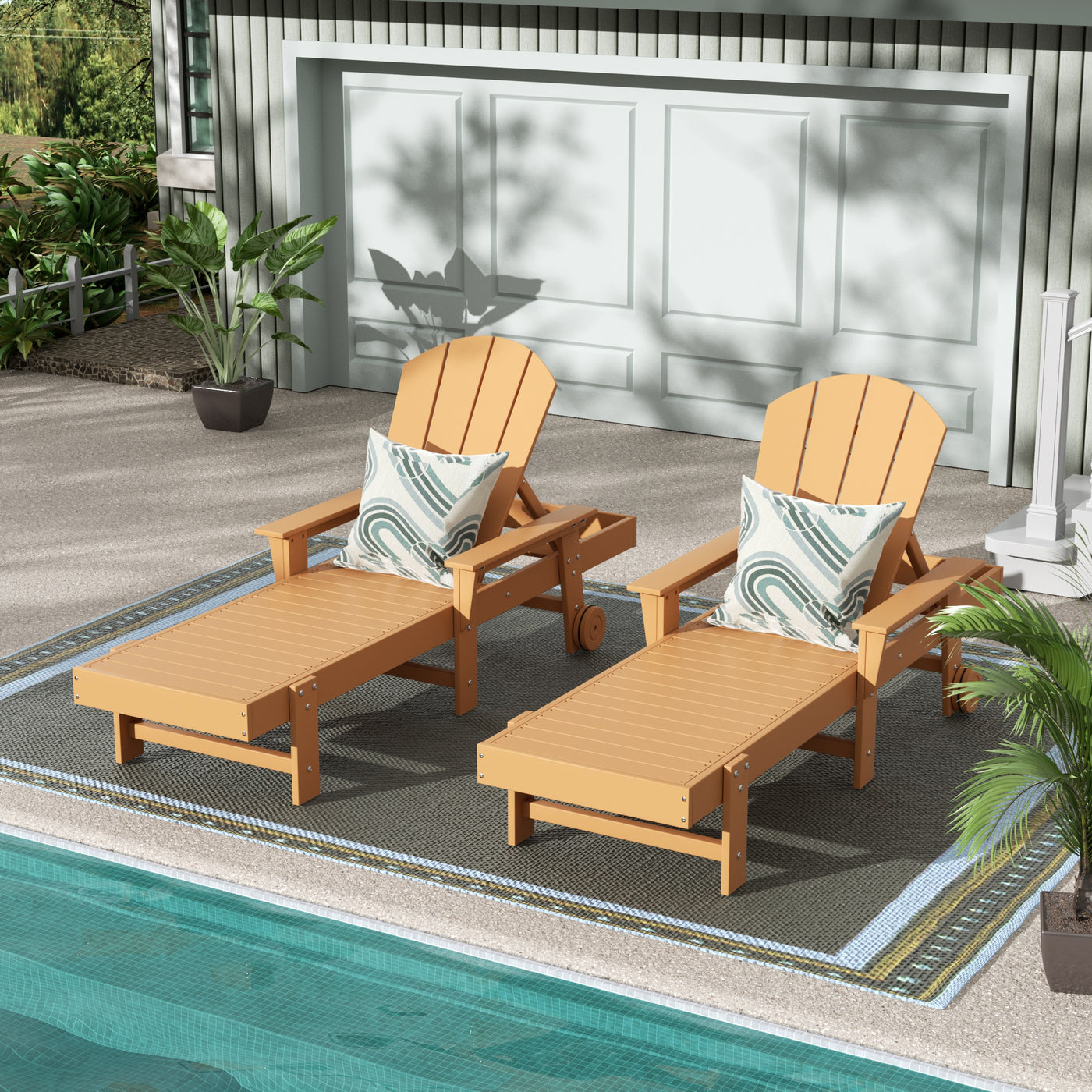 Malibu 2 Piece Reclining Chaise Lounge With Arms & Wheels