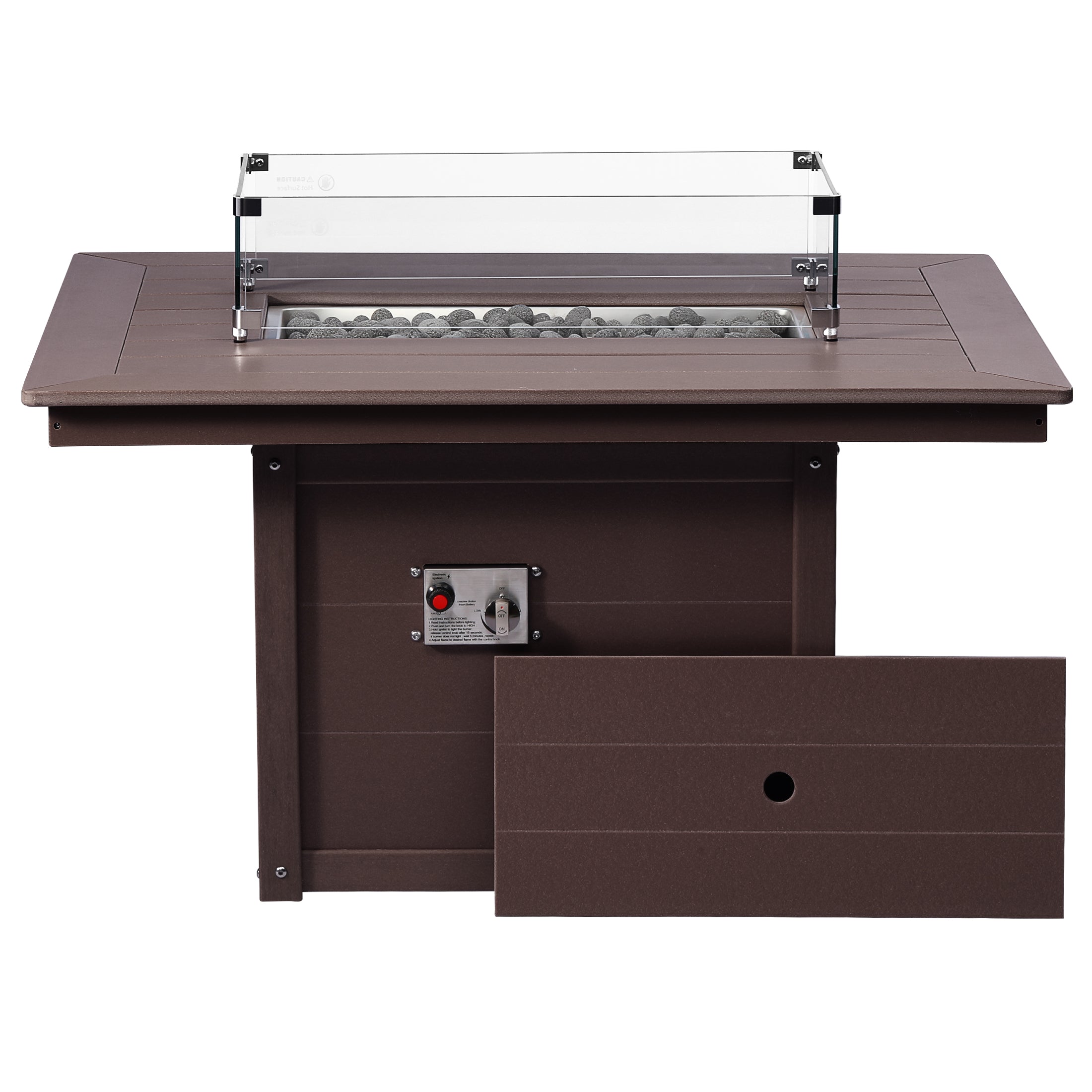 Helios 46" Modern Outdoor 55,000 BTU Patio Gas Propane Rectangle Deck Fire Pit Table