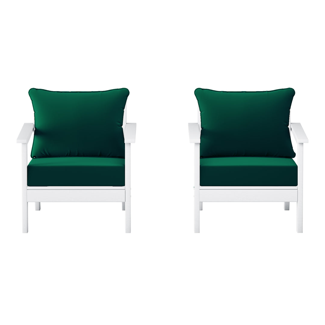 Avalon Outdoor Modern HDPE Patio Club Chairs with Deep Seat Cushions (Set of 2)