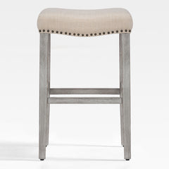 Lenox 29" upholstered nail head bar counter stools with Antique Gray color legs