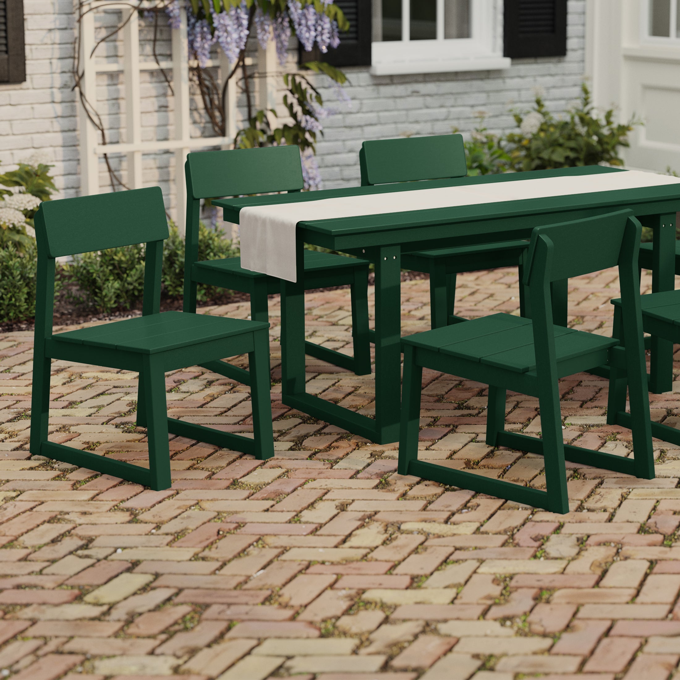 Paloma Modern HDPE Outdoor Armless Patio Dining Chairs (Set of 2)
