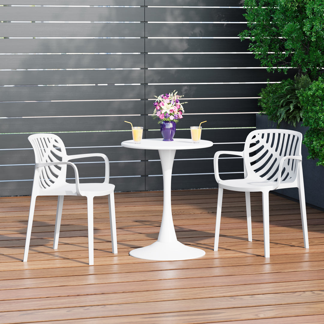 Playa Outdoor Modern Stackable Patio Dining Armchairs (Set of 2)