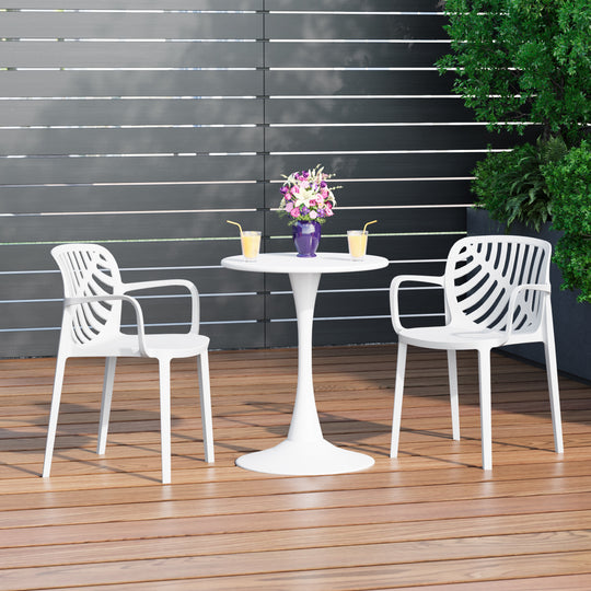 Playa Outdoor Modern Stackable Patio Dining Armchairs (Set of 2)