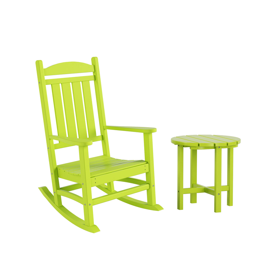 Malibu Outdoor Patio Porch Rocking Chair with Side Table Set