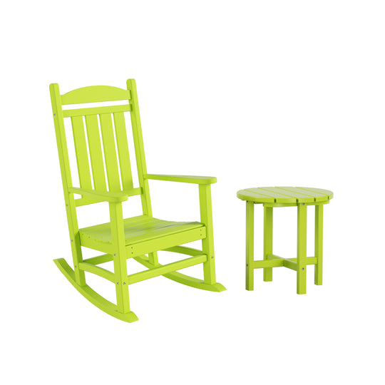 Malibu Outdoor Patio Porch Rocking Chair with Side Table Set