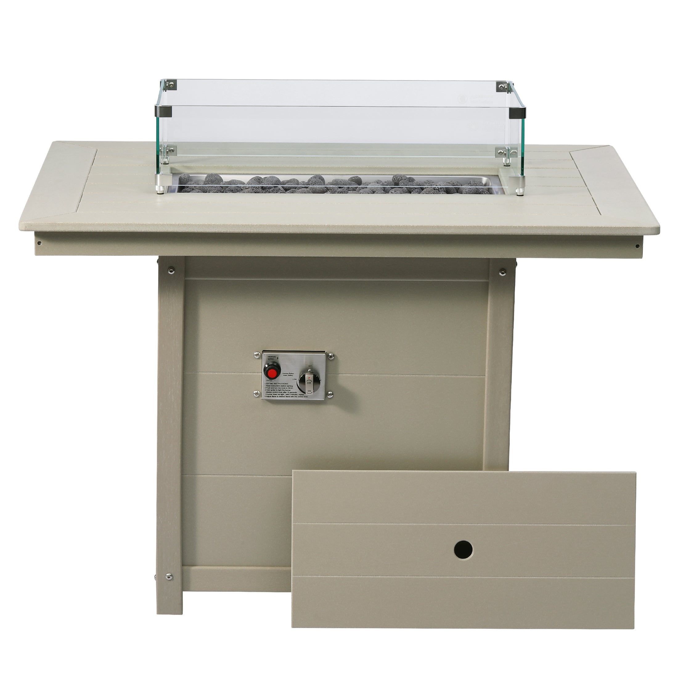 Helios 46" Modern Outdoor Patio Gas Propane Rectangular Fire Pit Table
