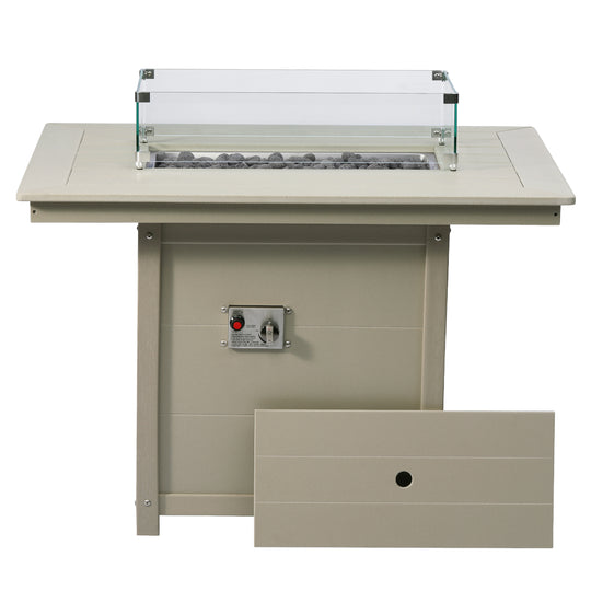 Helios 46" Modern Outdoor Patio Gas Propane Rectangular Fire Pit Table