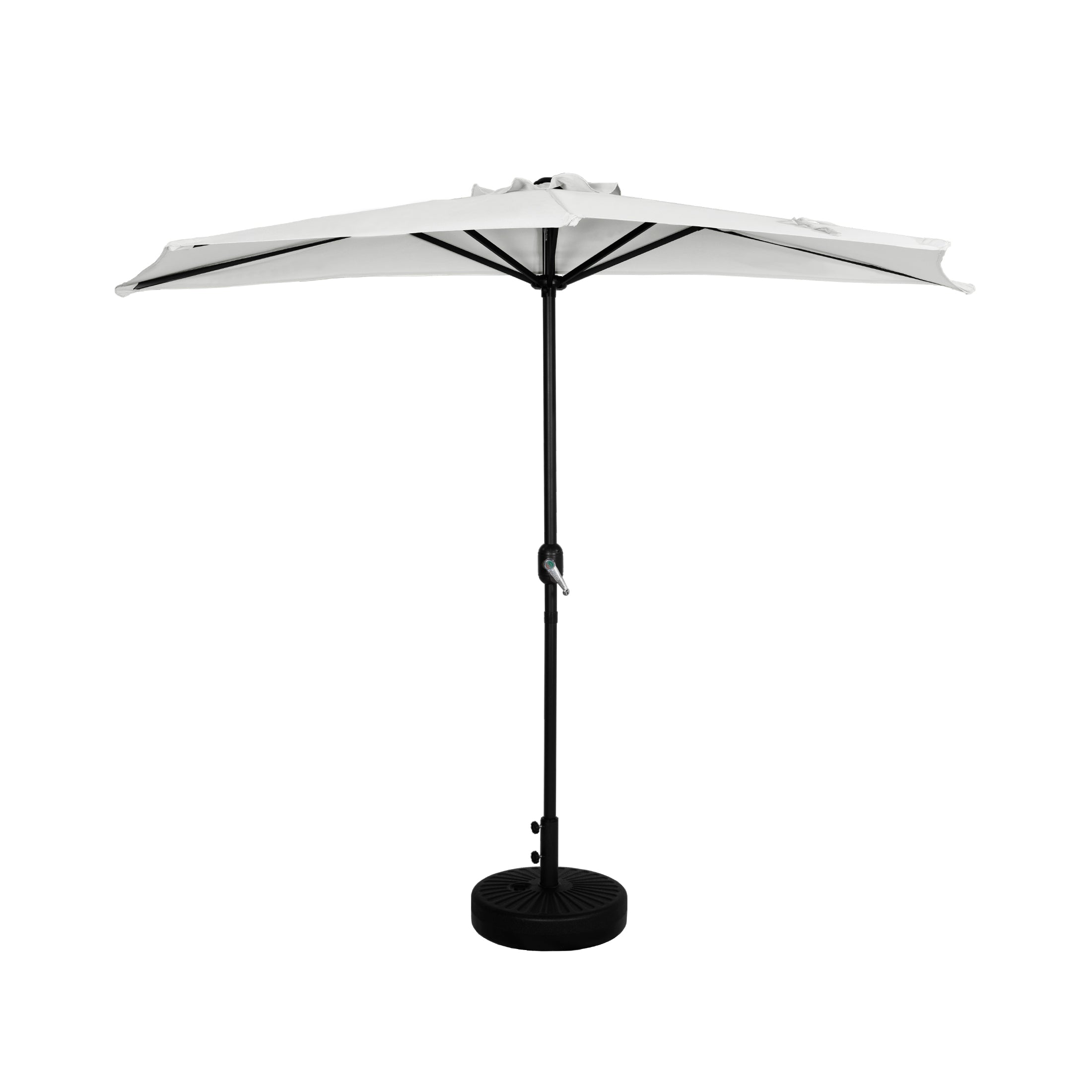 Lanai 9 ft. Aluminum Half Market Crank Lift Patio Umbrella with Base