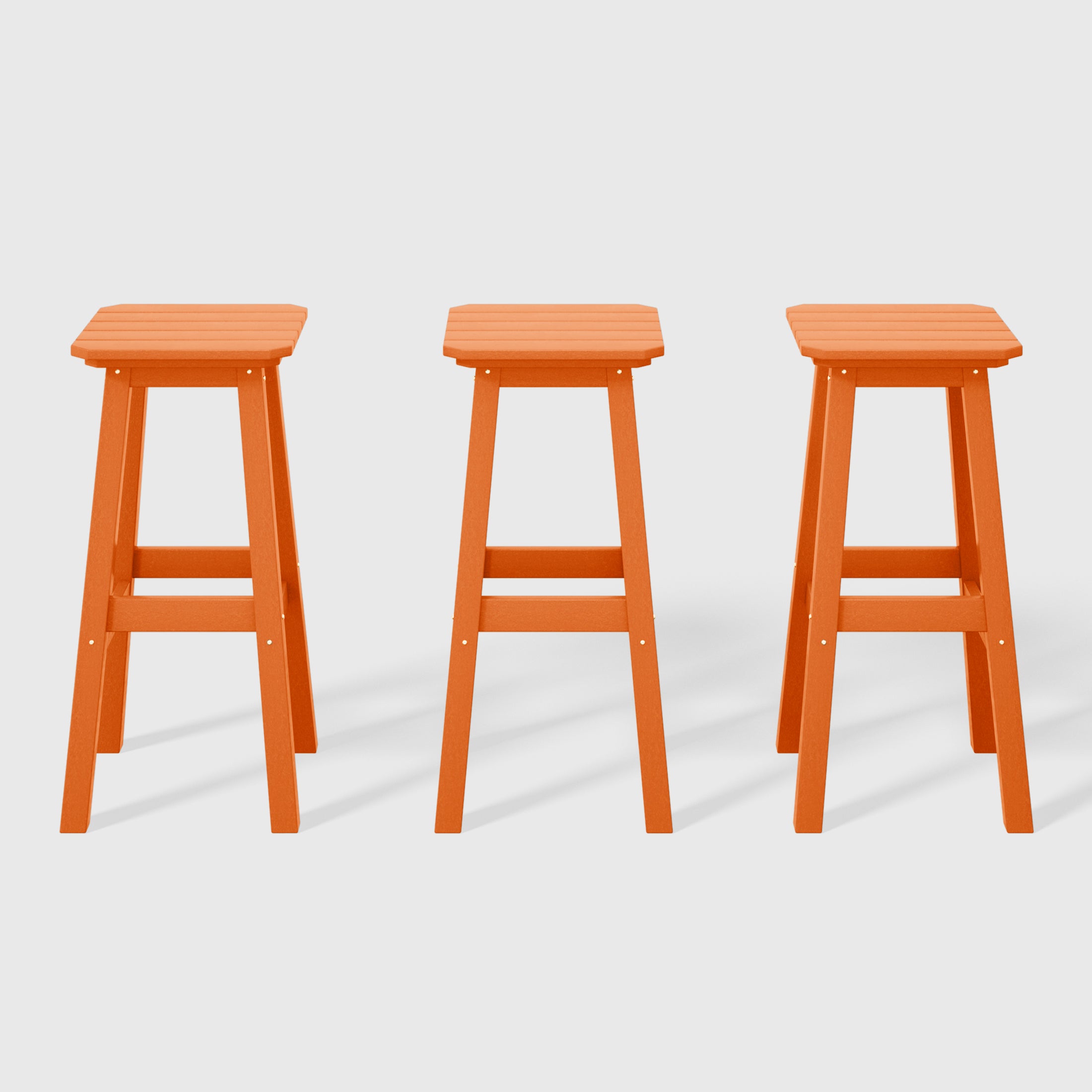 Malibu 29" HDPE Outdoor Patio Square Bar Stools (Set of 3)