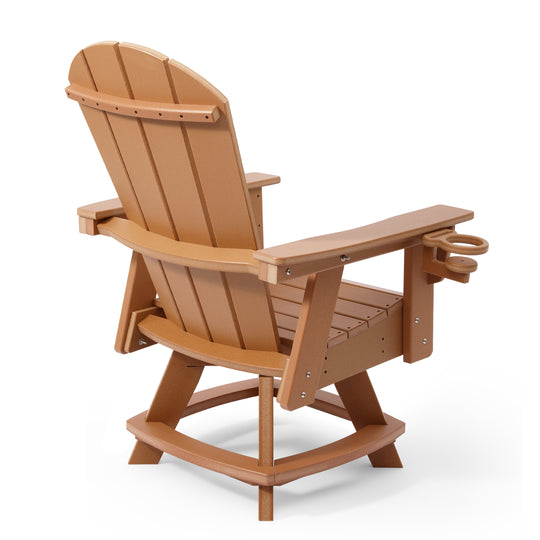Malibu Outdoor HDPE Swivel Adirondack Patio Dining Chair With Cup Holder