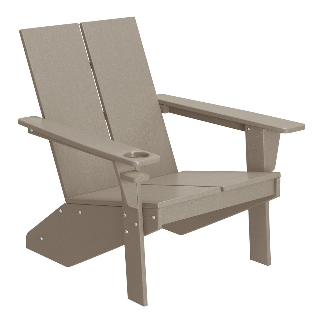 Riviera Outdoor 4-Piece HDPE Modern Adirondack Chairs Set with Folding Patio Ottomans and Cup Holder