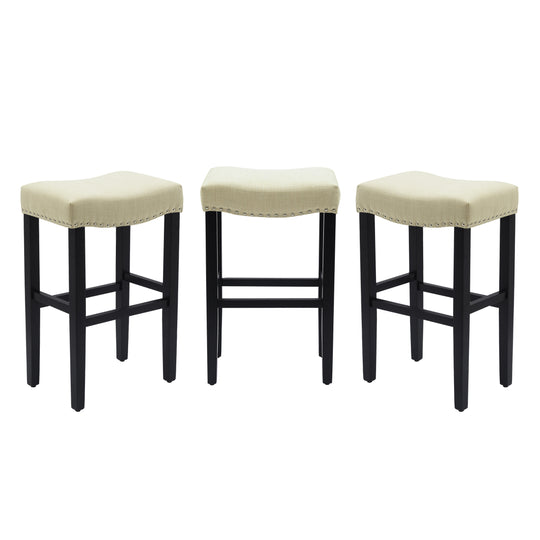 Lenox 29" Upholstered Saddle Seat Black Bar Stool (Set of 3)