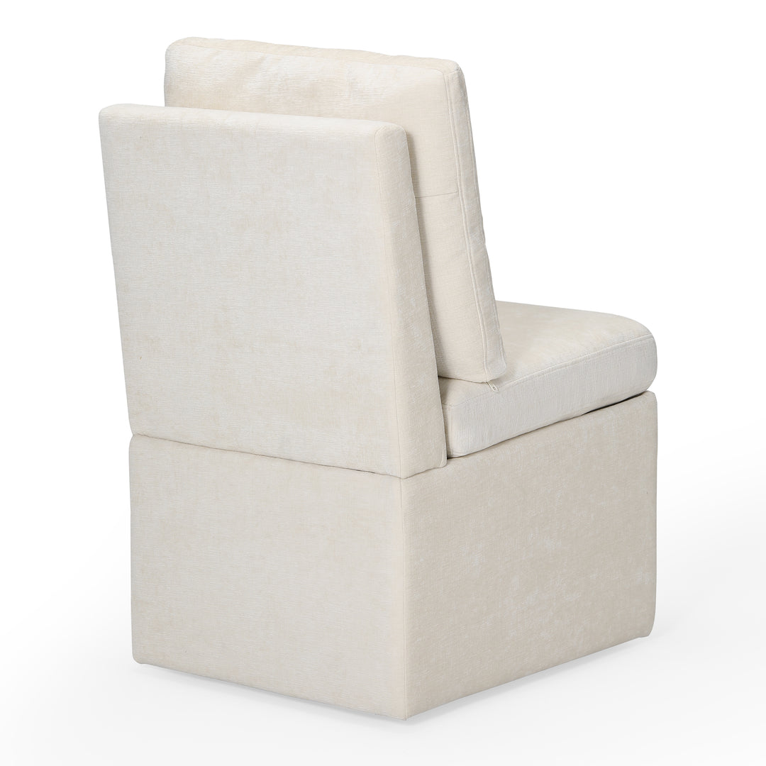 Soho Modern Upholstered Chenille Armless Dining Chairs With Casters (Set of 6)