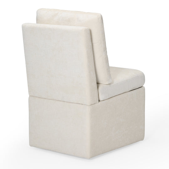 Soho Modern Upholstered Chenille Armless Dining Chairs With Casters (Set of 2)