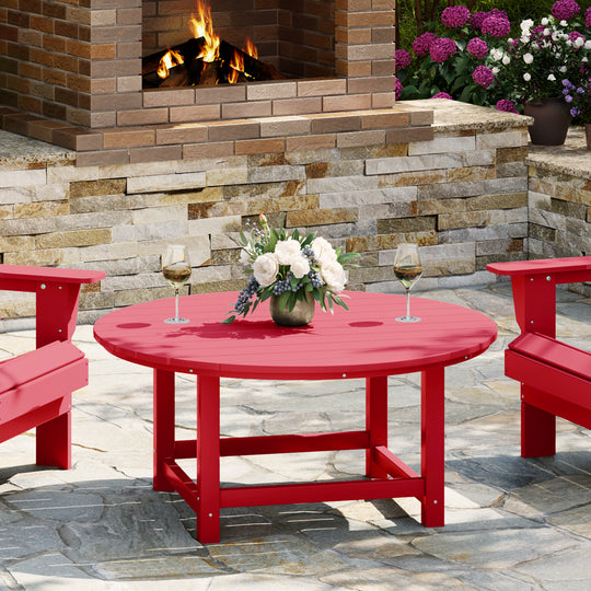 Malibu Low Outdoor HDPE Round Patio Coffee Table