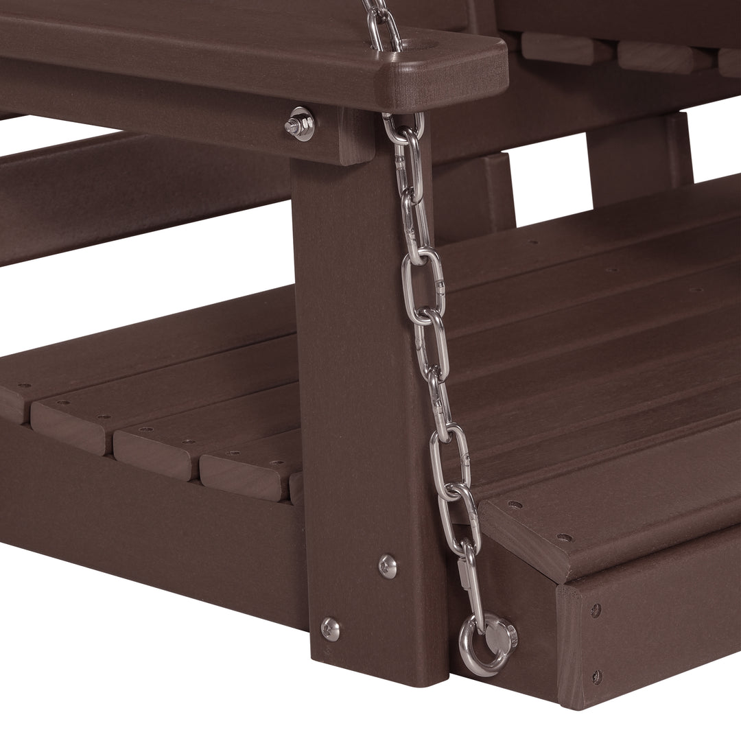 St Charles Outdoor HDPE 54" Front Hanging Porch Swing Bench With Cupholders