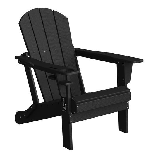 Nantucket Outdoor Patio HDPE Resin Folding Adirondack Chairs With Cup Holder and Phone Holder (Set of Two)