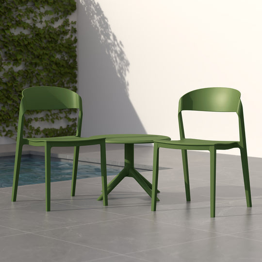 Playa Outdoor Modern Stackable Plastic Patio Bistro Dining Side Chairs (Set of 2)
