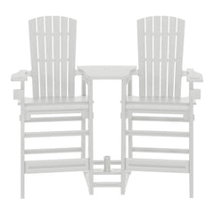 Azura Outdoor Tall Adirondack Chairs With Connecting Table Tray (Set of 2)