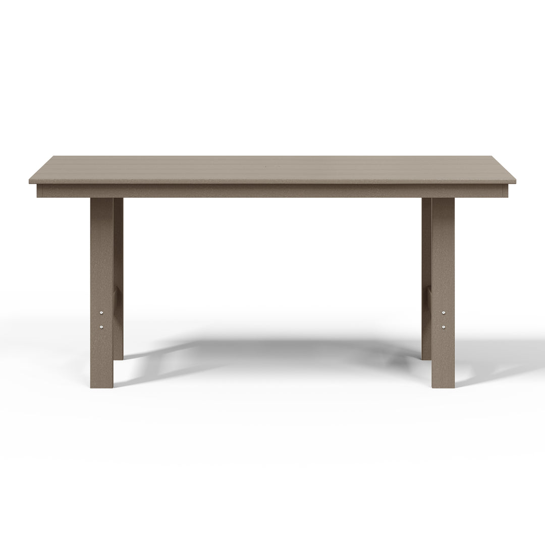 Ashore Outdoor Modern HDPE 66" Wide Rectangle Patio Dining Table for 6