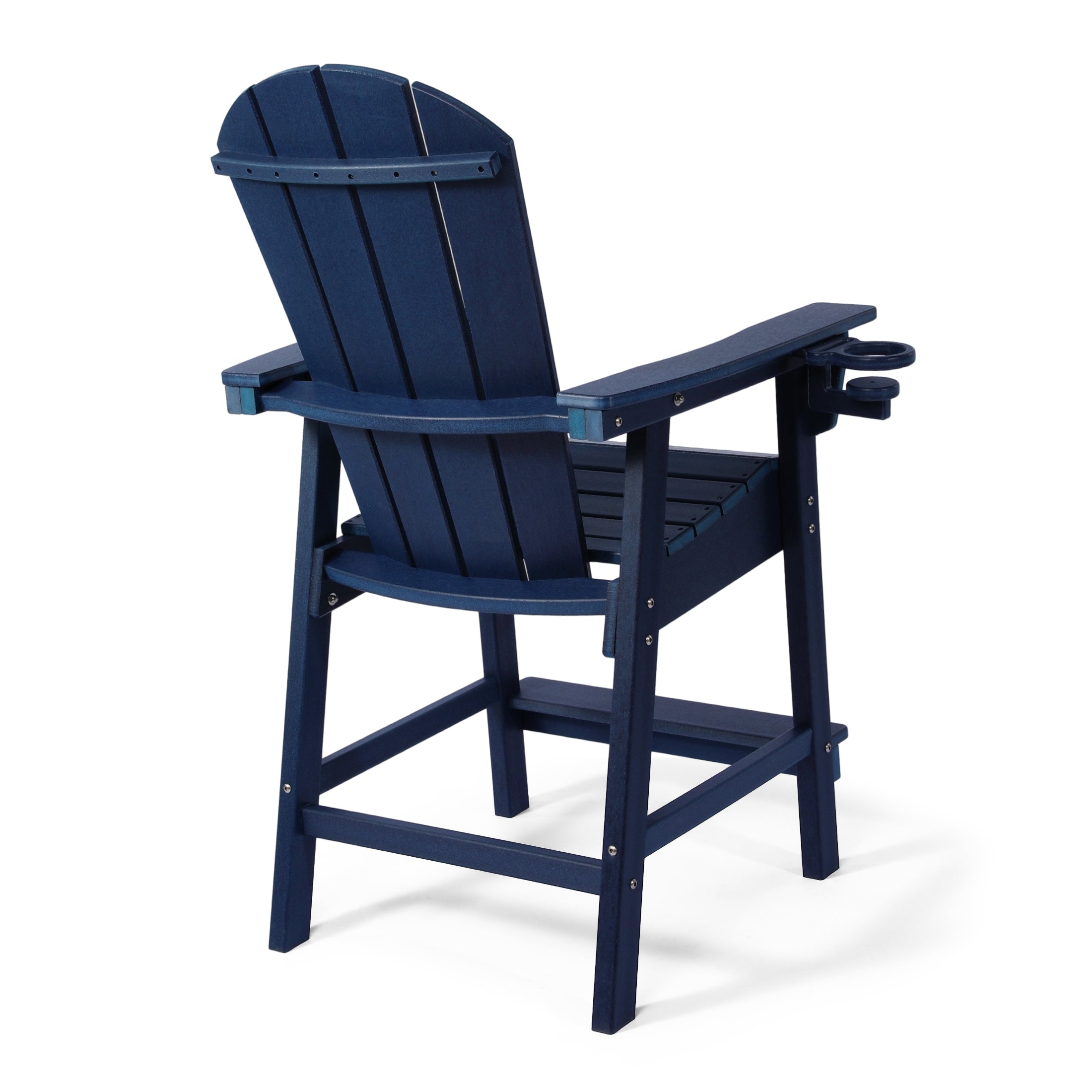 Malibu Outdoor HDPE  Tall Adirondack Counter Height Bar Chair With Cup Holder