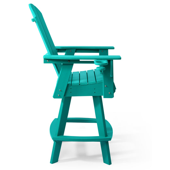 Malibu Outdoor HDPE Swivel Adirondack Bar Height Chair With Cup Holder