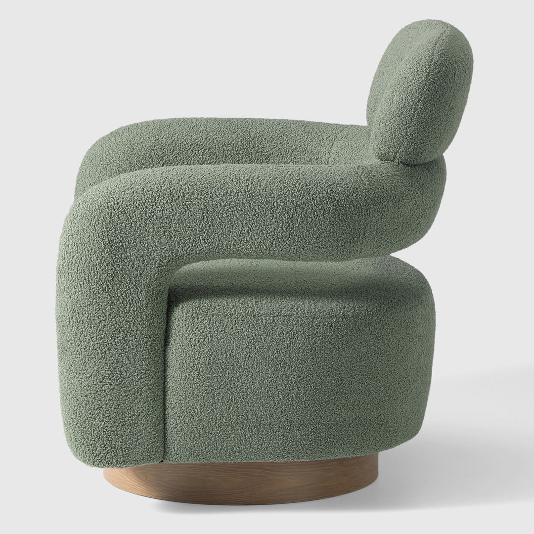 Alexandria Mid-Century Modern Sherpa Swivel Barrel Accent Chair With Storage Ottoman