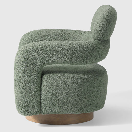 Alexandria Mid-Century Modern Sherpa Swivel Barrel Accent Chair With Storage Ottoman