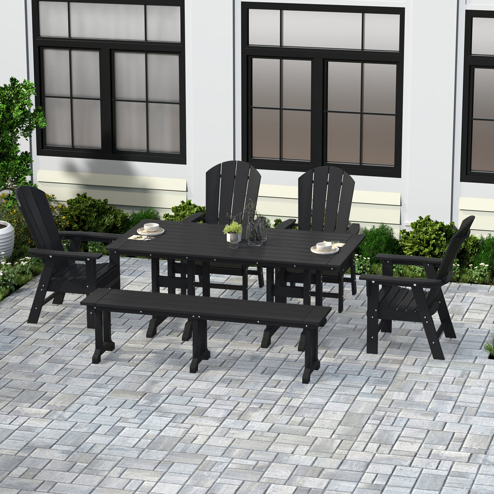 Malibu 6 Piece Outdoor Patio Dining Table and Armchair Dining Bench Set