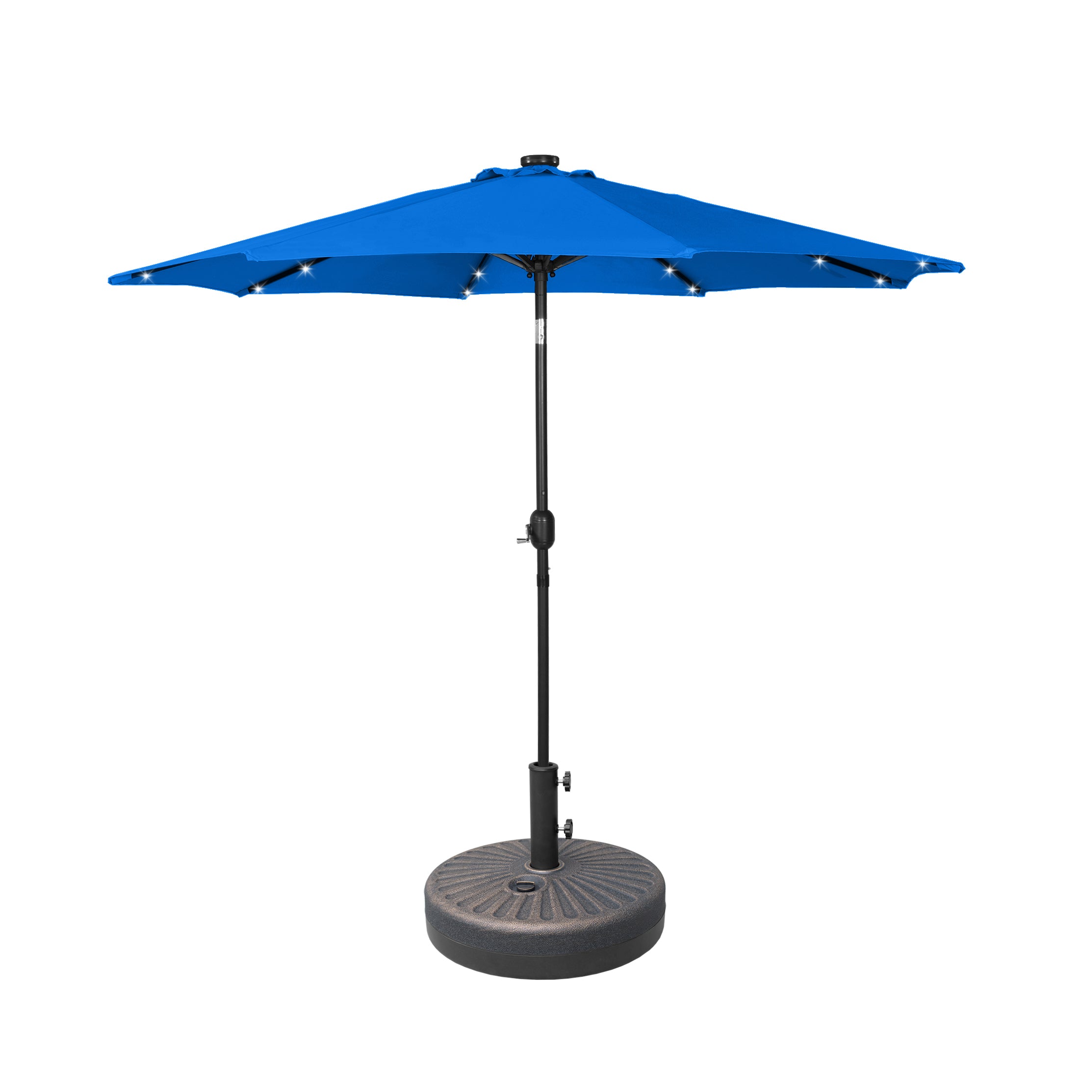 Cyrus 9 ft. Patio Solar LED Market Patio Umbrella with Base