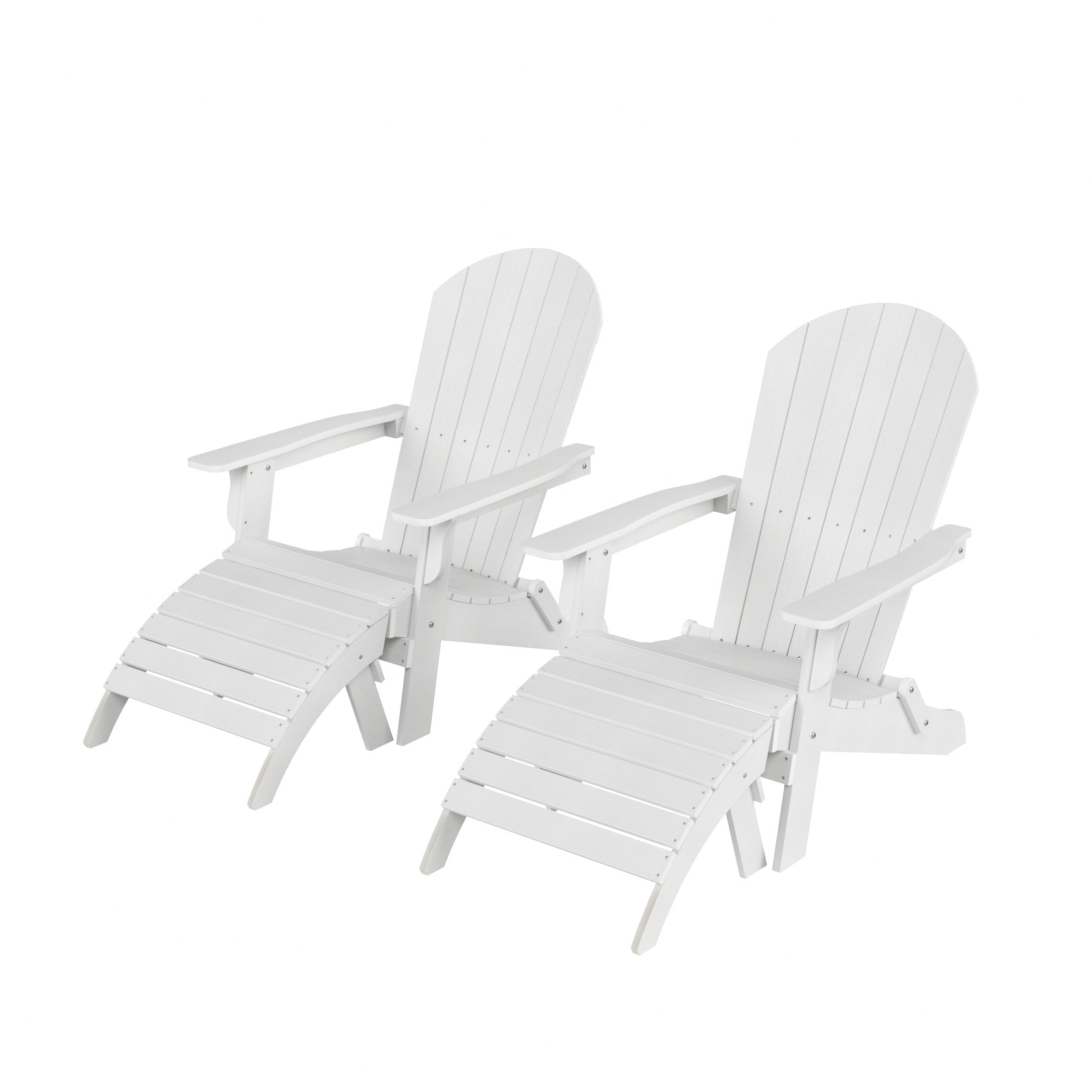 Tuscany 4-Piece HIPS Outdoor Folding Adirondack Seashell Chair With Folding Ottoman (Set of 2)
