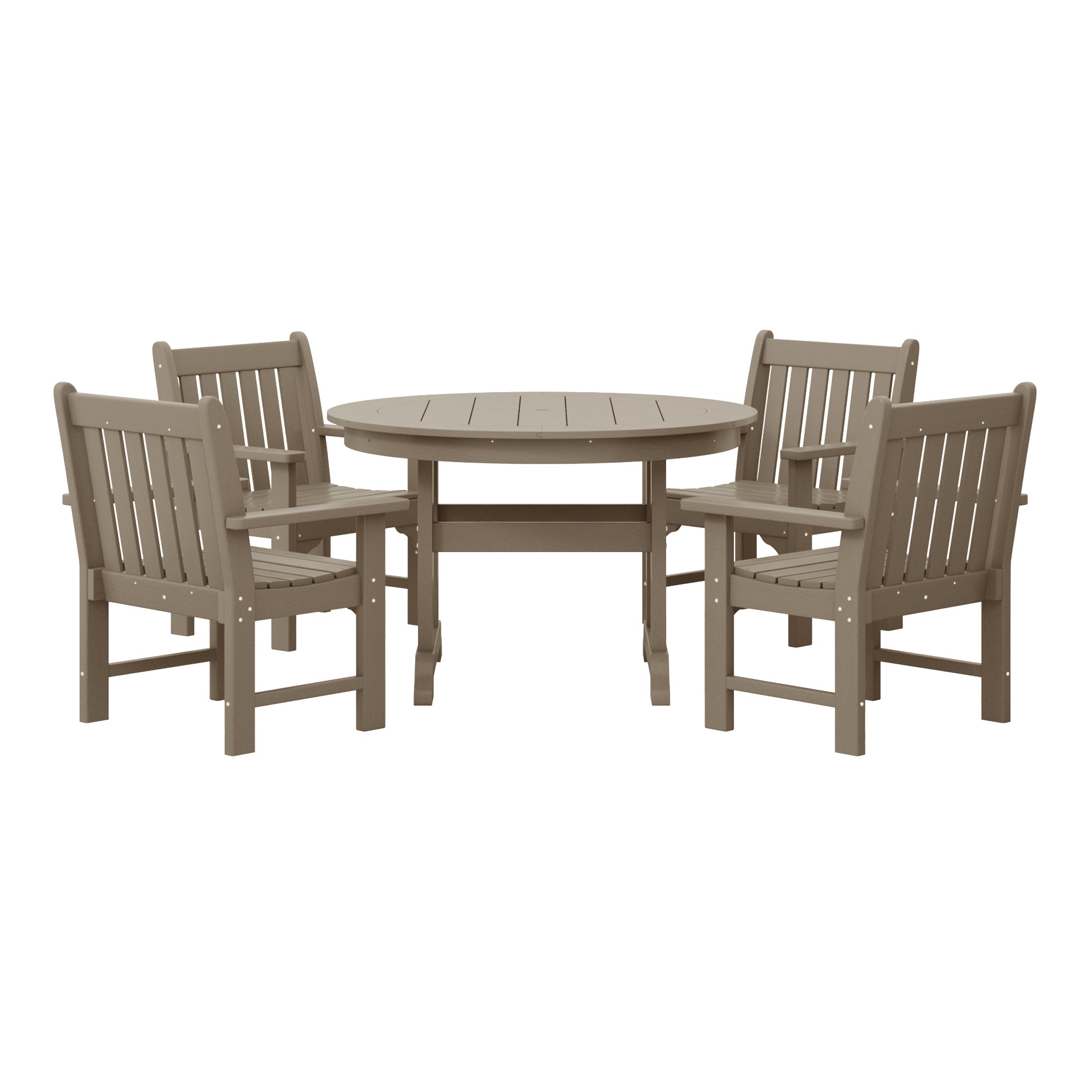 Malibu 5-Piece HDPE Outdoor Patio Chair and Round Table Dining Set
