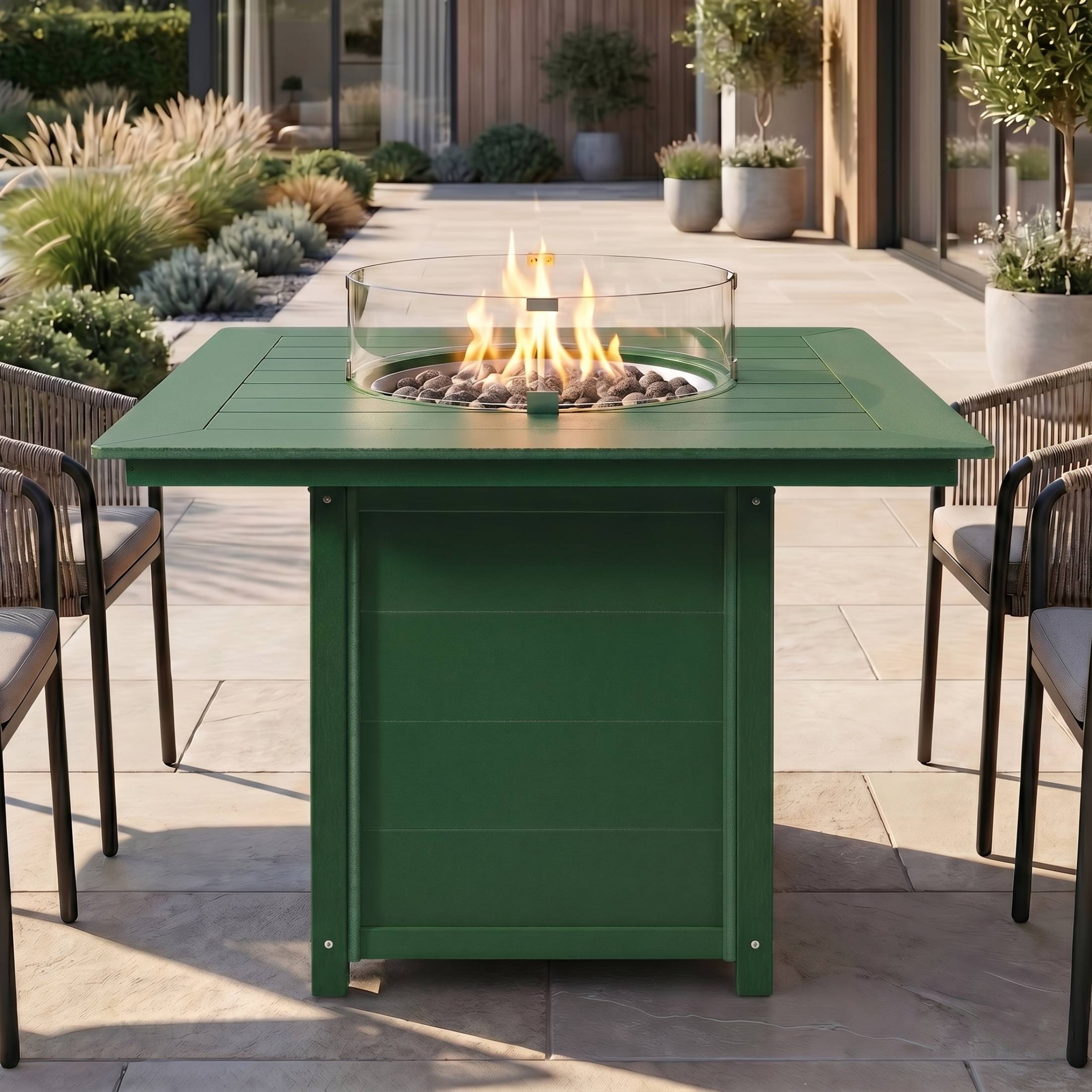 Helios 42" Modern Outdoor Patio Gas Propane Square Fire Pit Table