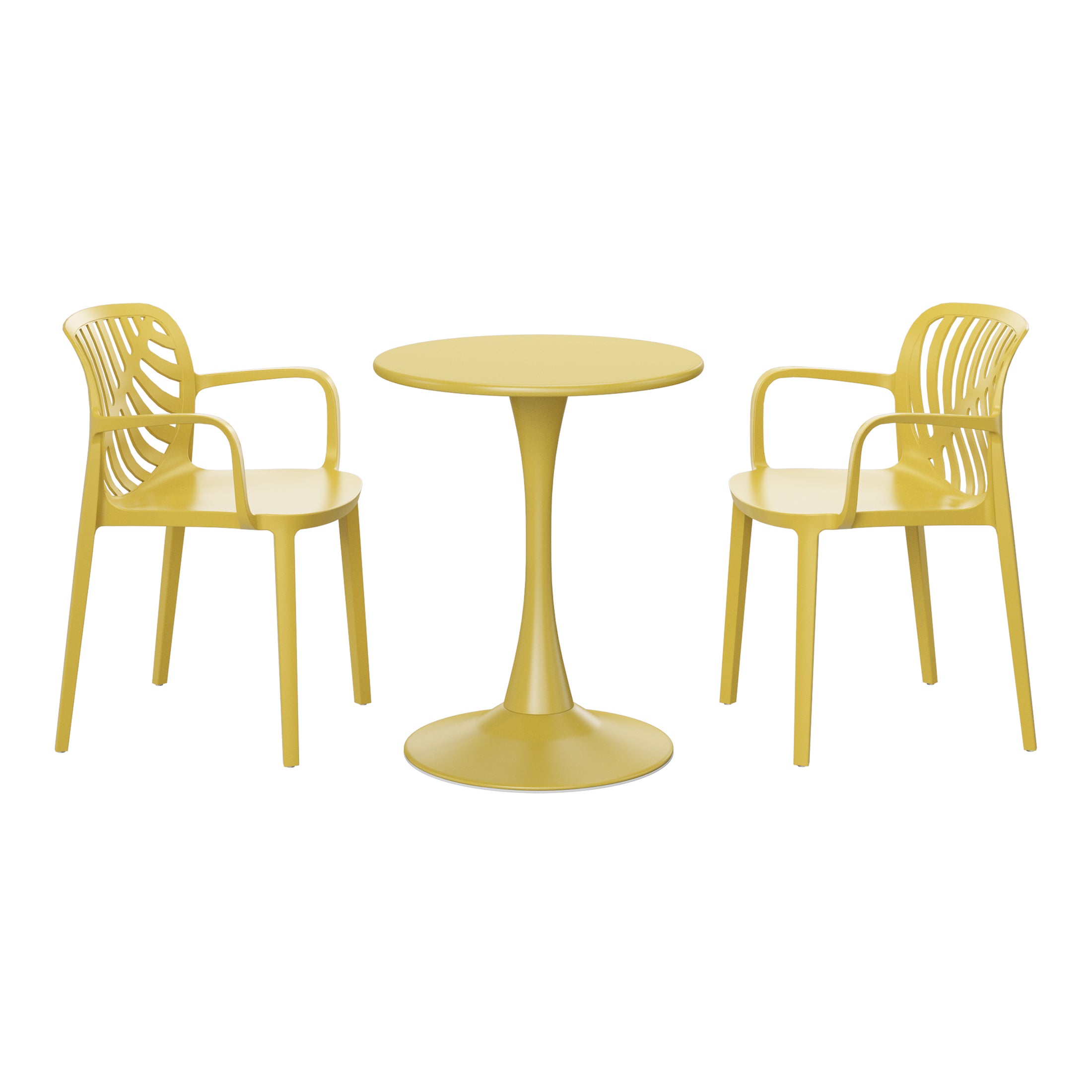Playa 3-Piece Outdoor Indoor Metal Patio Dining Table Set With Stackable Patio Chairs