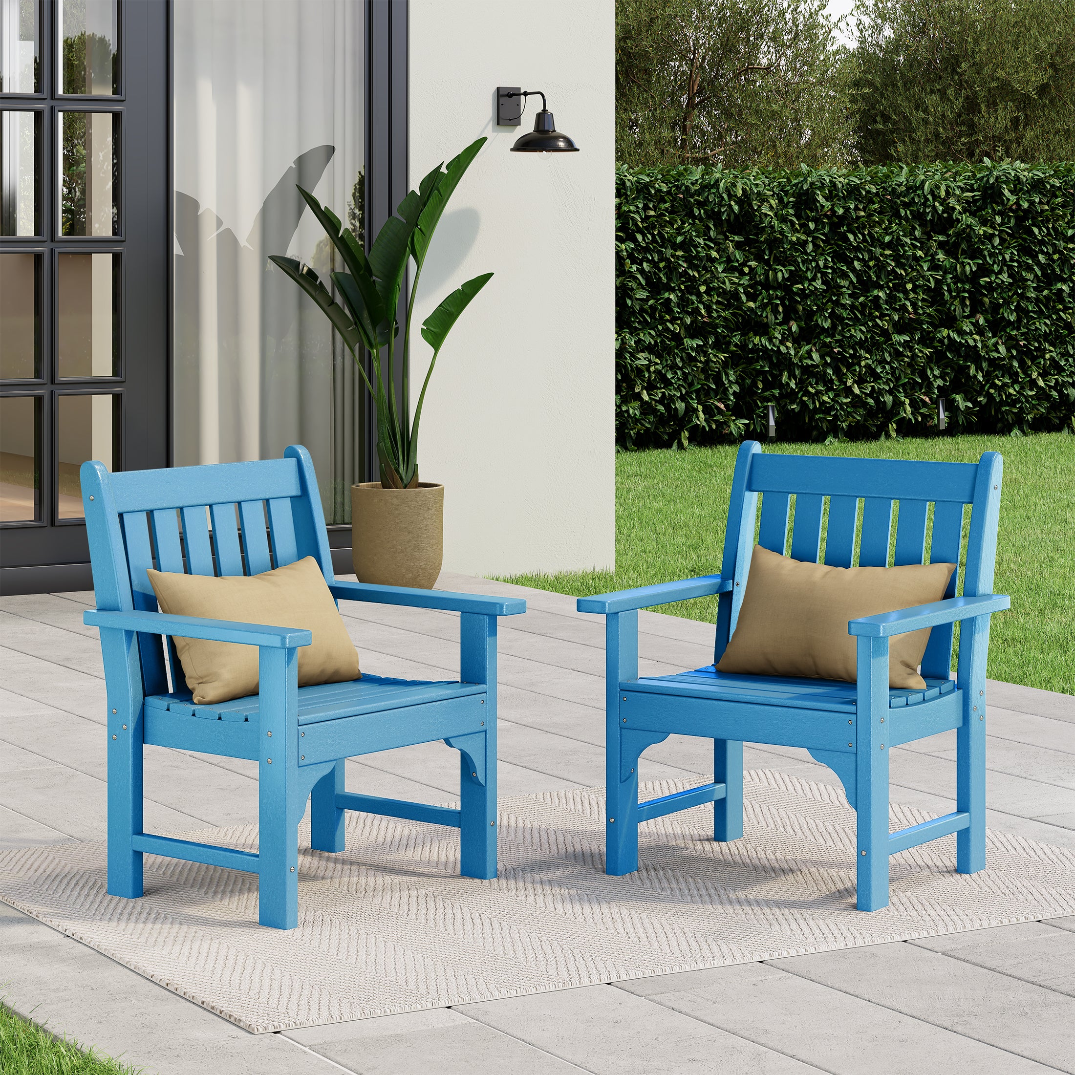 Malibu Outdoor Patio HDPE Adirondack Dining Arm Chairs (Set of 2)